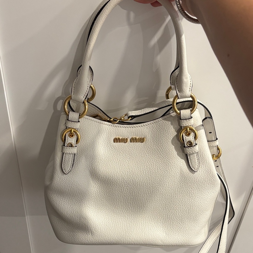 Miu Miu white Shoulder Bag with Gold Accents